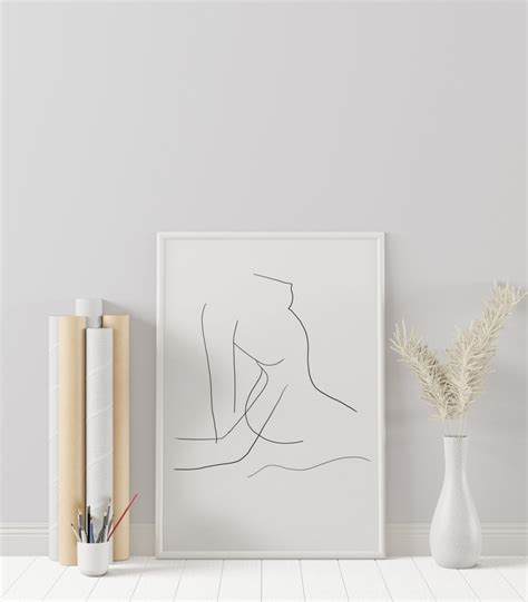 erotic one line art woman one line drawing naked woman wall etsy