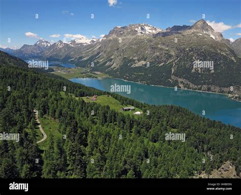Lake Silvaplana Engadine Valley St Moritz Switzerland Stock Photo