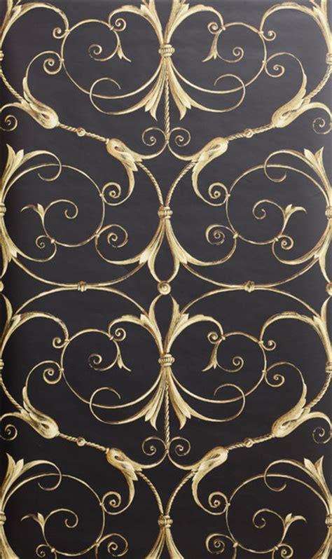 Blackgold Damask Wallpaper Traditional Wallpaper