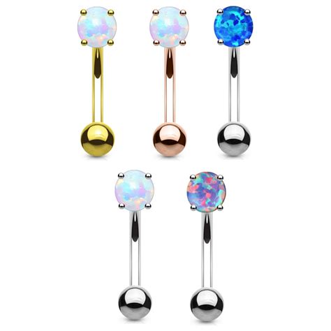 Prong Set Synthetic Opal Curved Barbell 16g 516