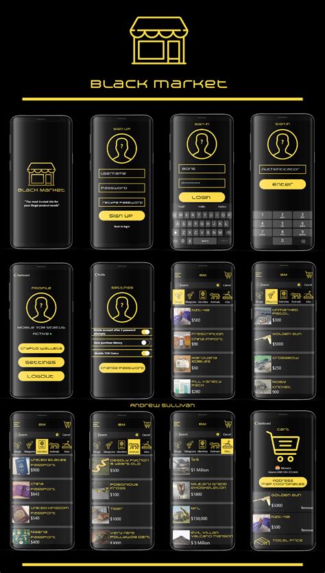 But stop searching for blackmart. ArtStation - Black Market App Concept, Andrew Sullivan