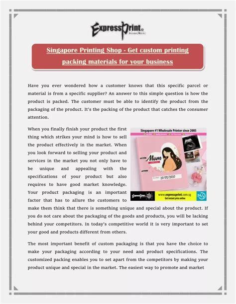 Ppt Singapore Printing Shop Get Custom Printing Packing Materials