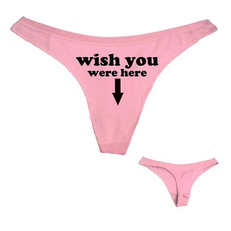 New Thong Underwear Wish You Were Here Letter Printed Cotton Women