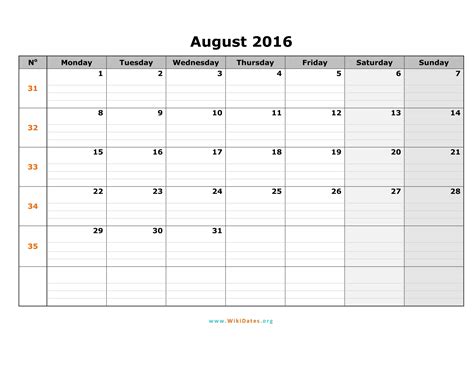 august  calendar wikidatesorg