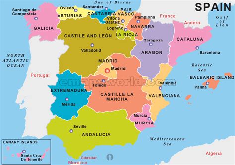 Spain States Map States Map Of Spain Spain Country States Map