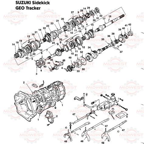 Parts Illustration Suzuki And Geo Tracker 5 Speed Manual Transmission