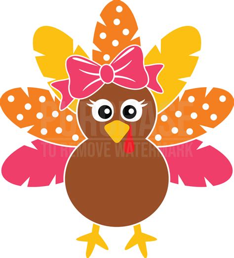Baby Turkey Girl Svg Monogram Svg Thanksgiving Svg Autumn Gobble