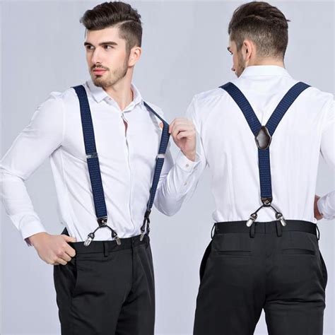 jierku brand vintage leather alloy 6 clip suspenders casual trouser strap fasteners 3 5 120cm