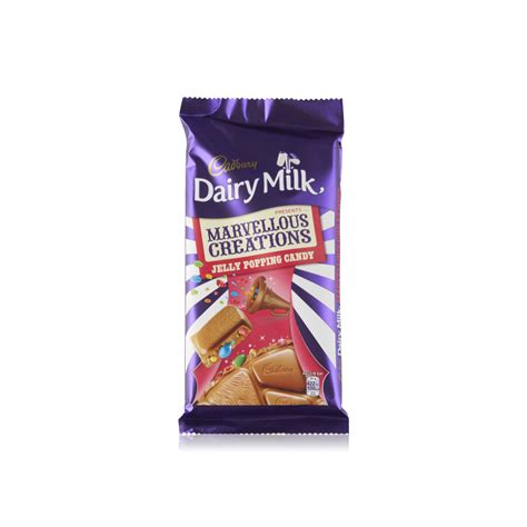 As you'd expect from the chocolate bar, the tubs also come with sugar coated jelly pieces, popping candy and chocolate shells. Cadbury Marvellous Creations jelly popping candy 160g ...