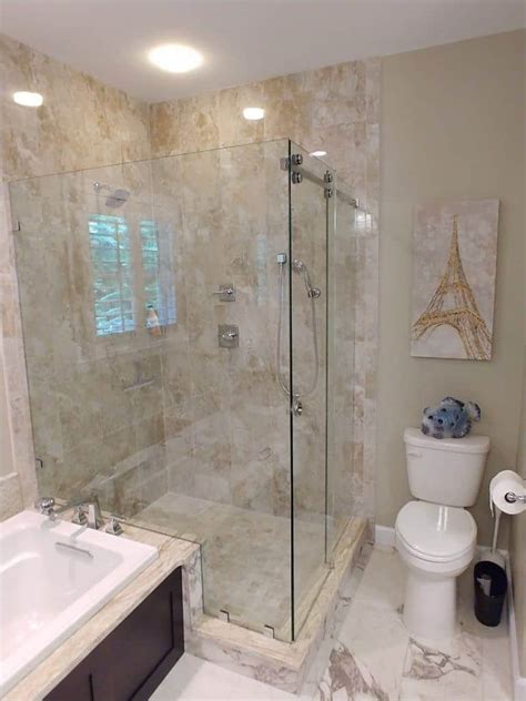 Base and wall in white Frameless All-Glass Shower Doors Replacement ...