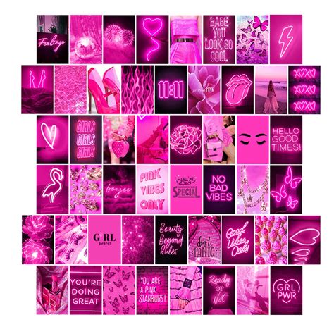Buy Pink Wall Collage Kit Pink Neon Hot Pink Room Decor Bedroom Decor For Teen Girls Pink