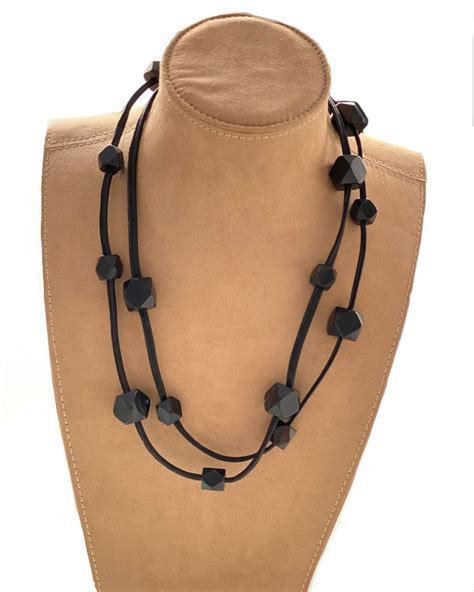Leather Necklace For Women Leather Jewelry Geometric Long Etsy In