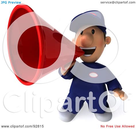 Royalty-Free (RF) Clipart Illustration of a 3d Toon Guy Auto Mechanic Announcing by Julos #92815