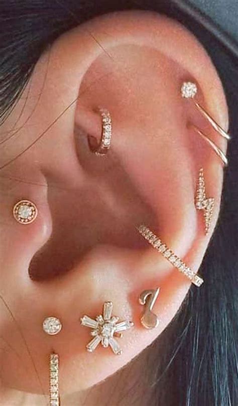 Cute Multiple Ear Piercing Ideas Rook Daith Cartilage Conch Ring Hoop