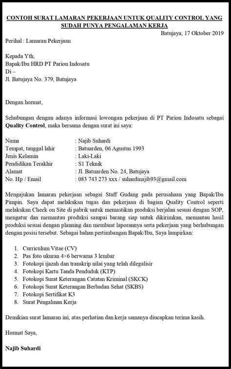 Contoh Surat Lamaran Kerja Tugas Bahasa Indonesia Homecare24