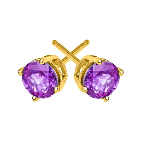 3 4 Ct Natural Round Cut Amethyst Stud Earrings In 10K Gold 96303123669