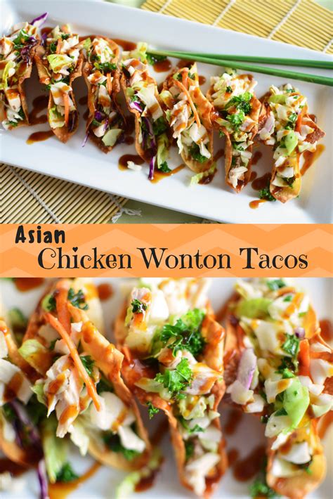In a large bowl, combine chicken, garlic, green onions, oyster sauce, soy sauce, ginger, sesame oil and white pepper.* to assemble the wontons, place wrappers on a work surface. Asian Chicken Wonton Tacos - Simple, Sweet & Savory