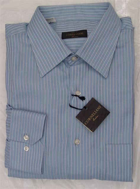 Corneliani Shirt 295 Light Bluewhite Rope Striped Dress Shirt 1734