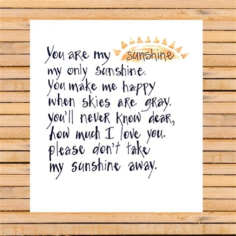 You Are My Sunshine Lullaby Print Etsy