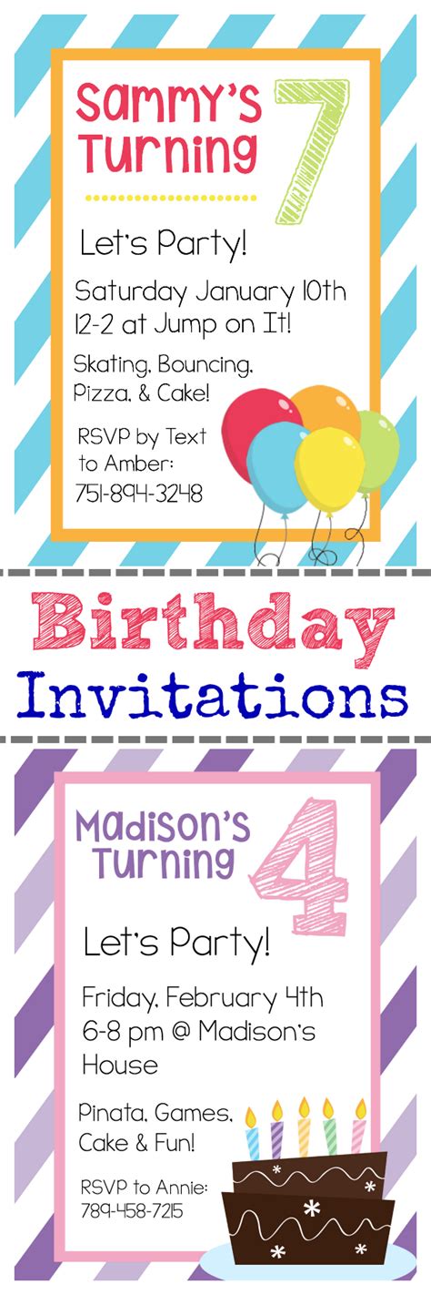 Dinywageman Free Printable Birthday Invitations Templates