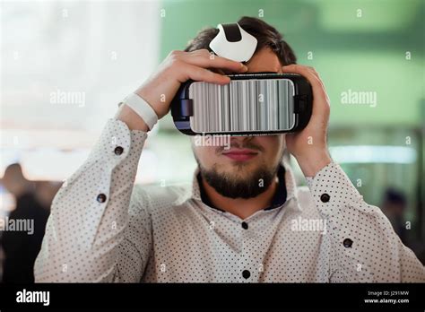 Man Wearing Virtual Reality Glasses Stock Photo Alamy