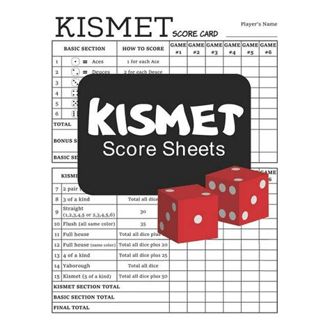 Kismet Score Sheets 100 Score Cards 85 X 11 Inches Paperback