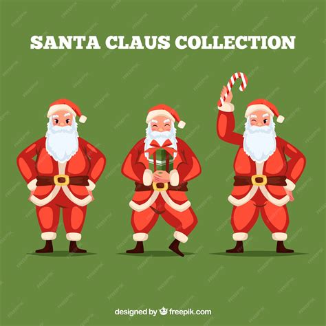 Free Vector Set Of Santa Claus In Different Postures