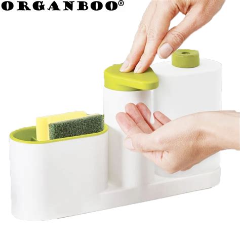 1pc Kitchen Bathroom Washing Sponge Storage Sink Plastic Soap Dispenser