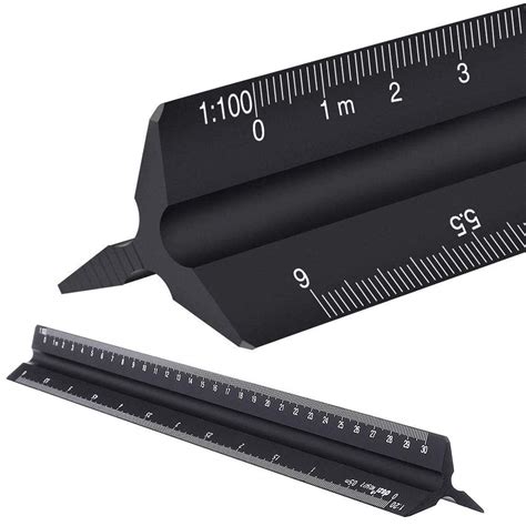buy metal scale ruler triangular scale ruler aluminum metric triangular engineer ruler 1 20 1