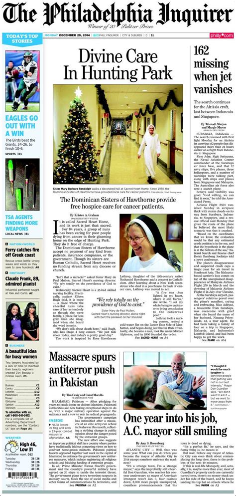 Newspaper Philadelphia Inquirer Usa Newspapers In Usa Mondays