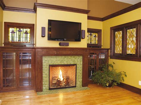 Arts And Crafts Green Tile Fireplace Showcase Clay Squared