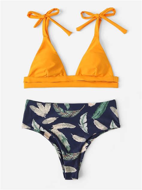 Mix And Match Random Pattern Bikini Set Sheinsheinside Bikinis Bikini Set Swimsuits For Teens