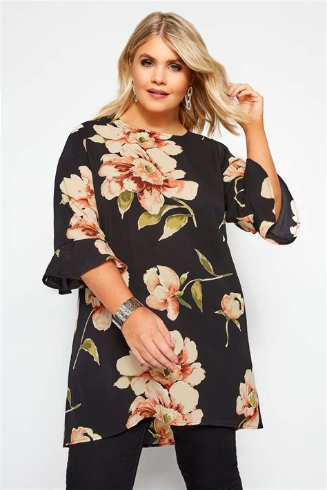 black floral print longline blouse yours clothing