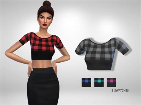 Plaid Top By Puresim At Tsr Sims 4 Updates
