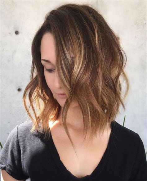 Wavy Brunette Lob Haircuts For Fine Hair Long Layered Bob Hairstyles