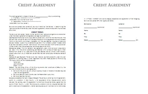 Credit Agreement Template | Free Agreement Templates
