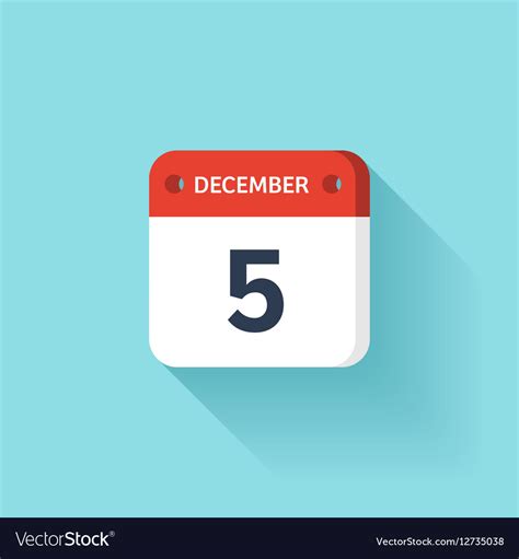 December 5 Isometric Calendar Icon With Shadow Vector Image