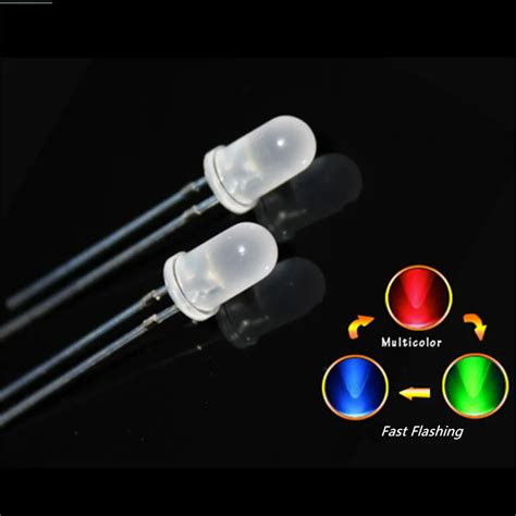 100pcs 5mm Rgb Fast Slow Flashing Led Diode Color Changing Blinking