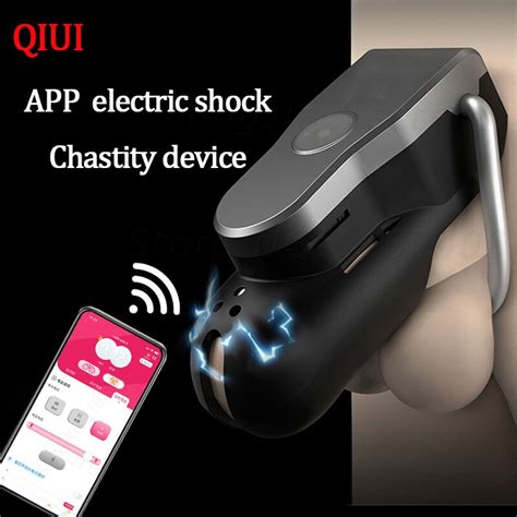 2022 qiui 2 app remote control electric shock penis cage male chastity device cock cage chastity