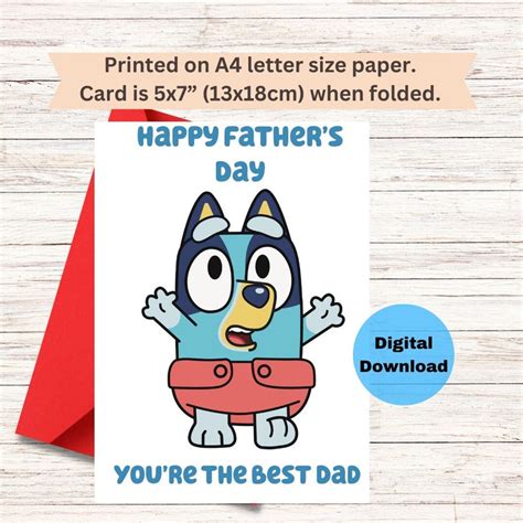 Printable Bluey Fathers Day Card Printable Card Bluey And Etsy Nederland