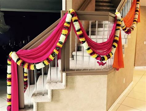 Over time our decorating style and preferences for color, art and artifacts, tend to evolve. Home Décor for an Indian Wedding home. Drapes and flowers ...