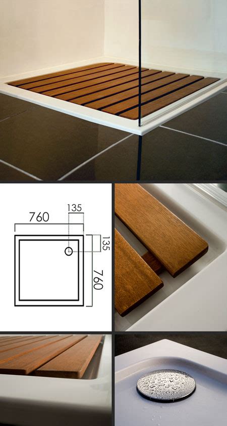 Or a mosaic tiled floor (there are some shower trays around that can be tiled). Designer Shower Tray with Wood Insert