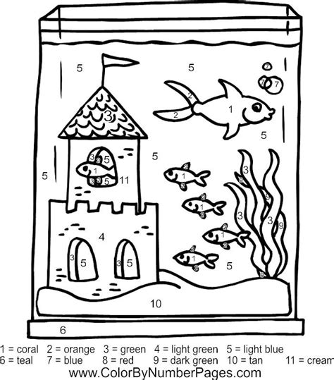 If you love to sit and watch your aquarium fish, you'll love to color our aquarium fish. Color by Number Coloring Pages | Fish tank drawing ...