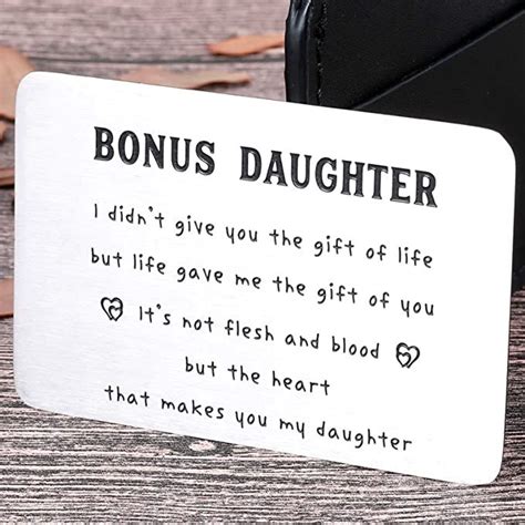 To My Bonus Daughter Wallet Card Inserts Christmas Valentine Ts For