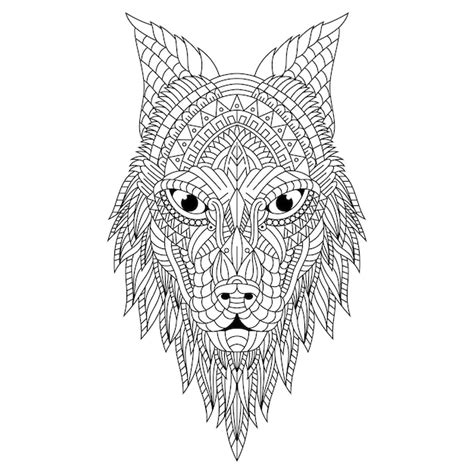 Premium Vector Hand Drawn Zentangle Wolf Head Illustration