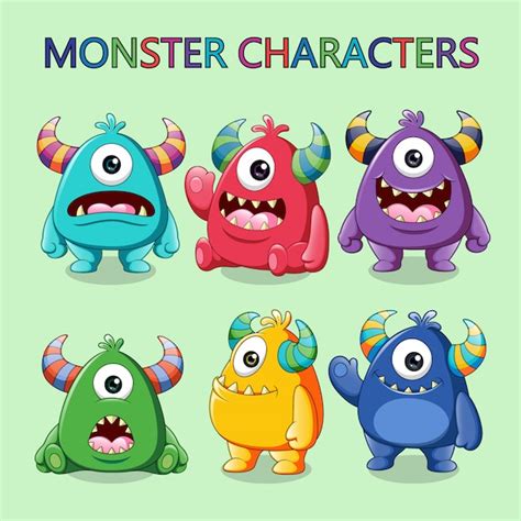 Premium Vector Set Cute Monsters Illustration