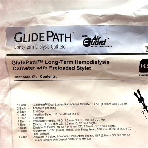 new bard ref 5393310 glidepath long term hemodialysis catheter with preloaded stylet exp 2023