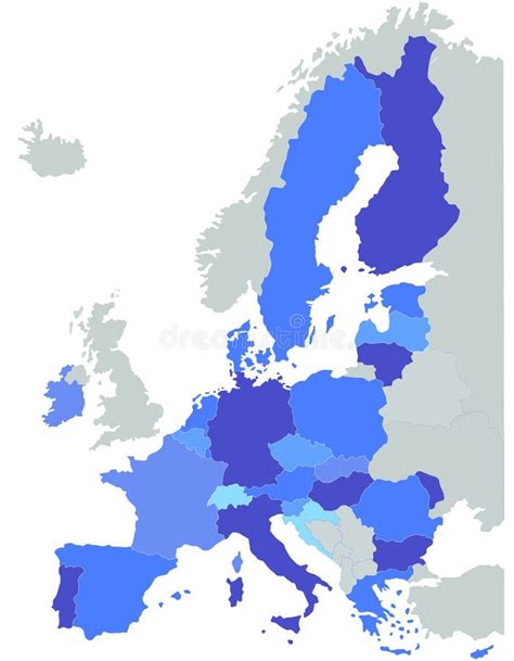 Kaart Van Europa Met Alle Leden Van De Europese Unie Vector Illustratie