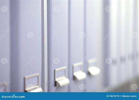 File Folders Standing On Shelves In The Background Stock Photo Image