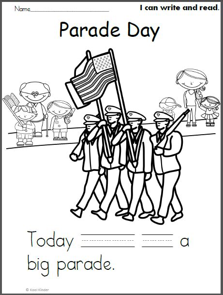 Free Memorial Day Parade Write Read Color Page Kindergarten Addition